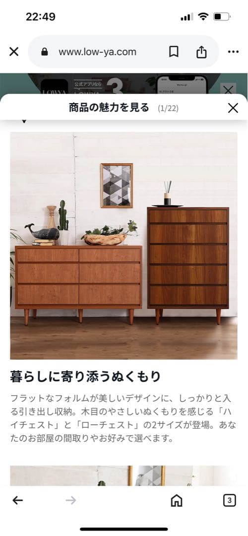 LOWYA チェスト日本製