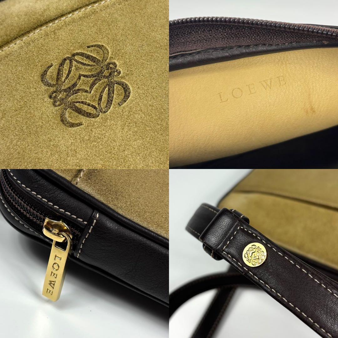 LOEWE アナグラム ロゴ ショルダーバッグ ポシェット スエード レザー