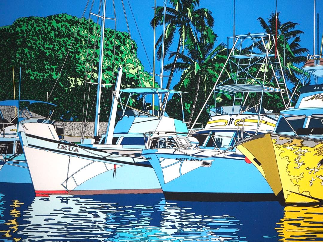 真作■鈴木英人 版画 MAGGIE JOE 直筆サイン■リトグラフ 絵画 ヨット