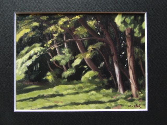 橋本博英、【森の光景】、希少な額装用画集より、新品額装付、状態良好