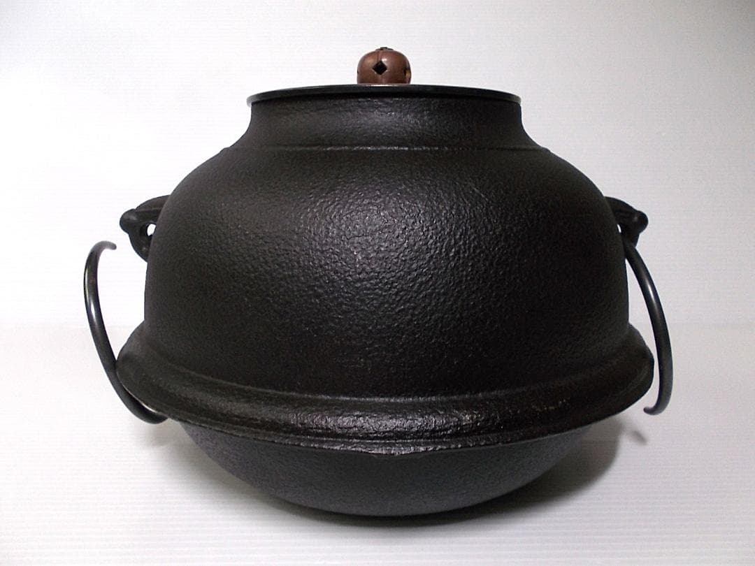 茶道具 志きの釜 しきの釜 アルミ軽合金 真形茶釜 釜環 送料込み