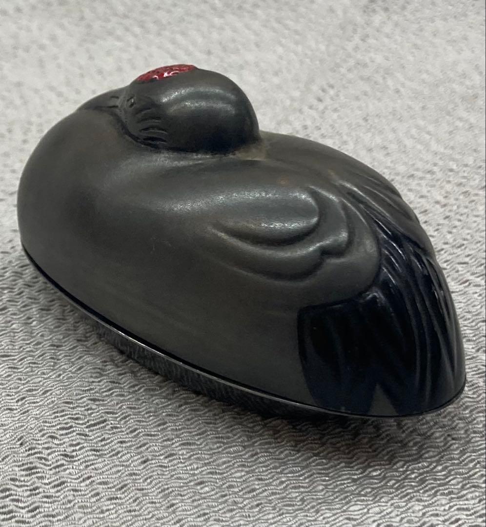 B491s 岡野利光造 鶴亀香合　純銀製　京都　共箱　茶道具　香道具　金工師