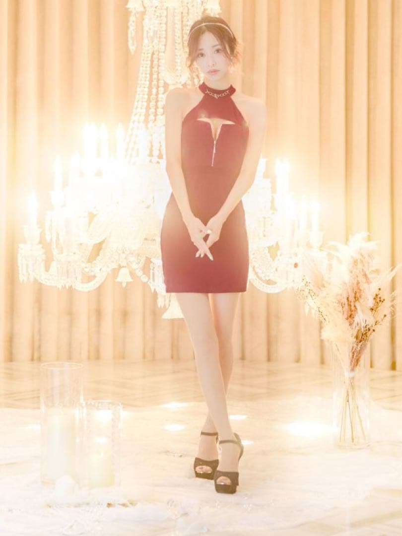 Robe de Fleurs バーガンディ タイトドレス