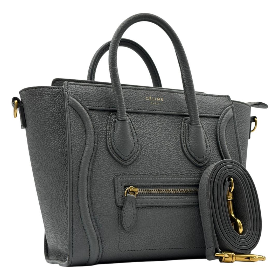 【美品】セリーヌ ラゲージ ナノ 2wayハンドバッグ ショルダーバッグ グレー