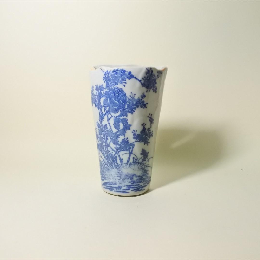 明治時代　印判　掛花生　花入　骨董品　アンティーク　オブジェ a