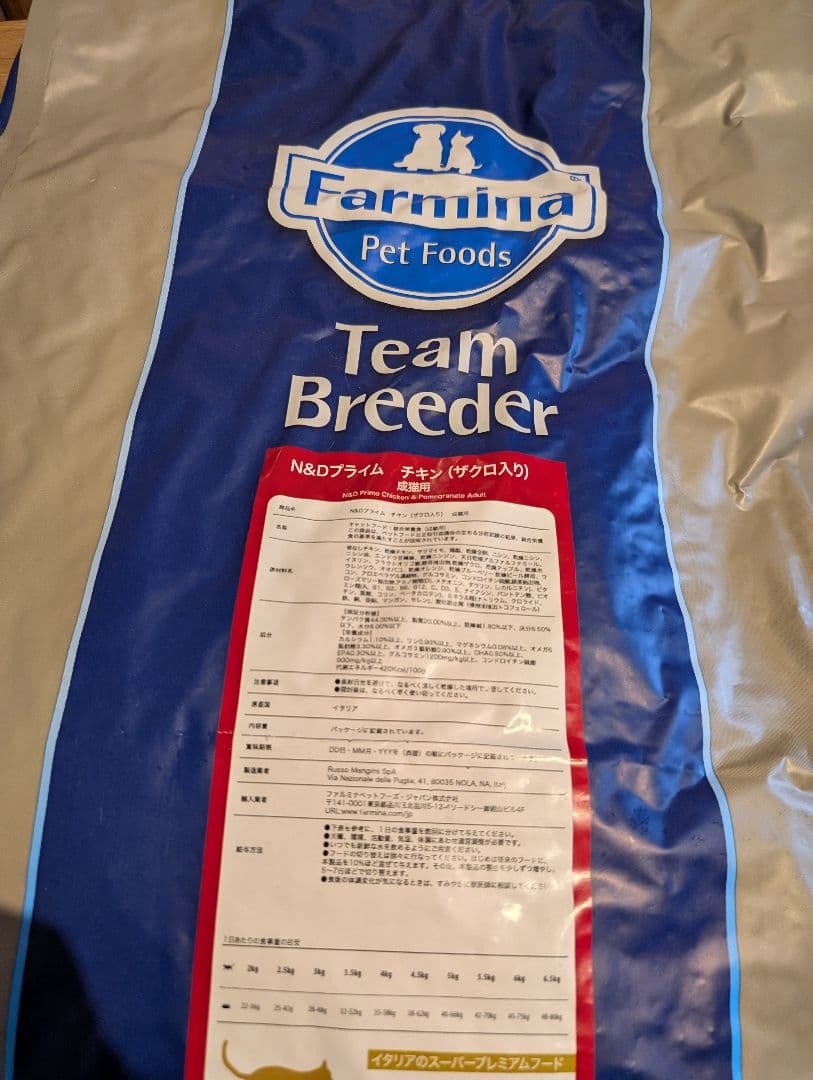 ファルミナN&Dプライムチキンザクロ入りのキャットフード10Kg