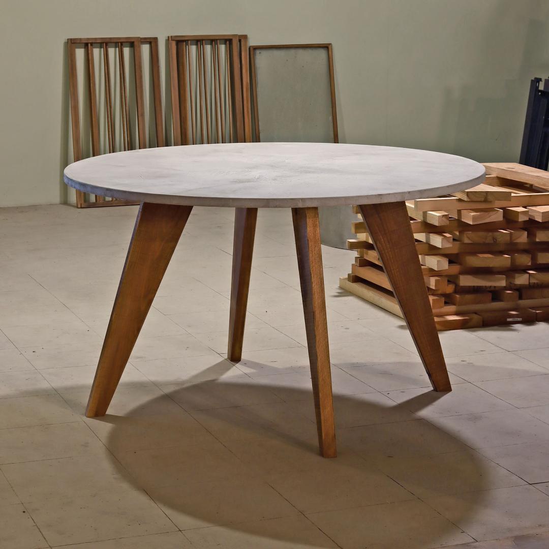 オーダー専用｜ラウンドテーブル｜ダークグレー｜Φ100cm｜薄塗りモルタル