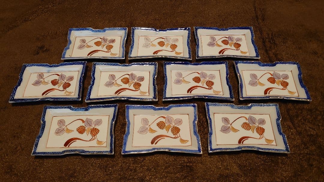 古伊万里　伊万里　色絵　角皿　菓子皿　蔵出し　１０客