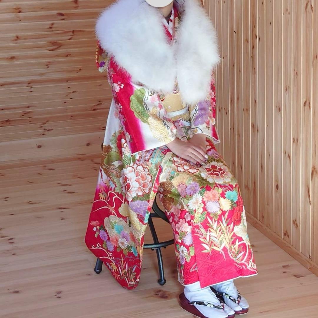 成人式 赤色振袖一式セット(13点セット)