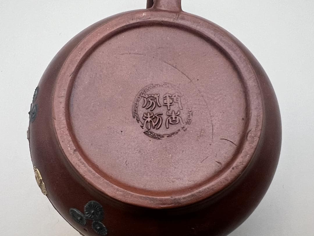 【海】中国美術品　紫砂壷　朱泥急須_11　在銘　時代品　美術品