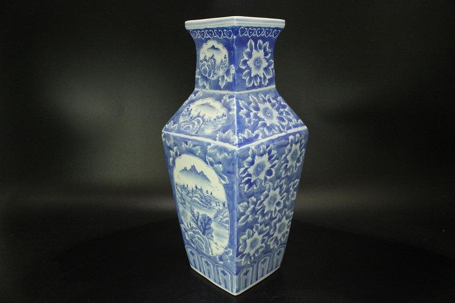 中国美術 窓絵 古い花瓶(ZE512)