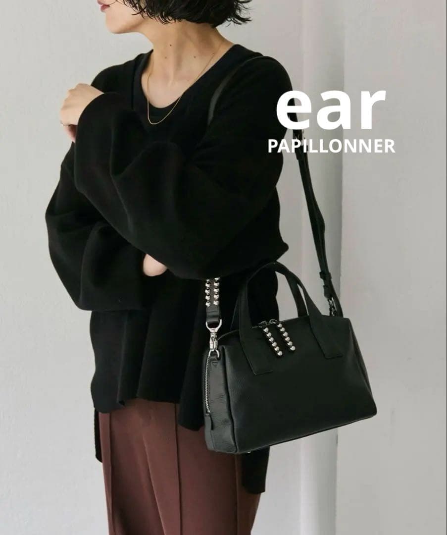 イアパピヨネ★本革/ショルダー付き スタッズボストンバッグ