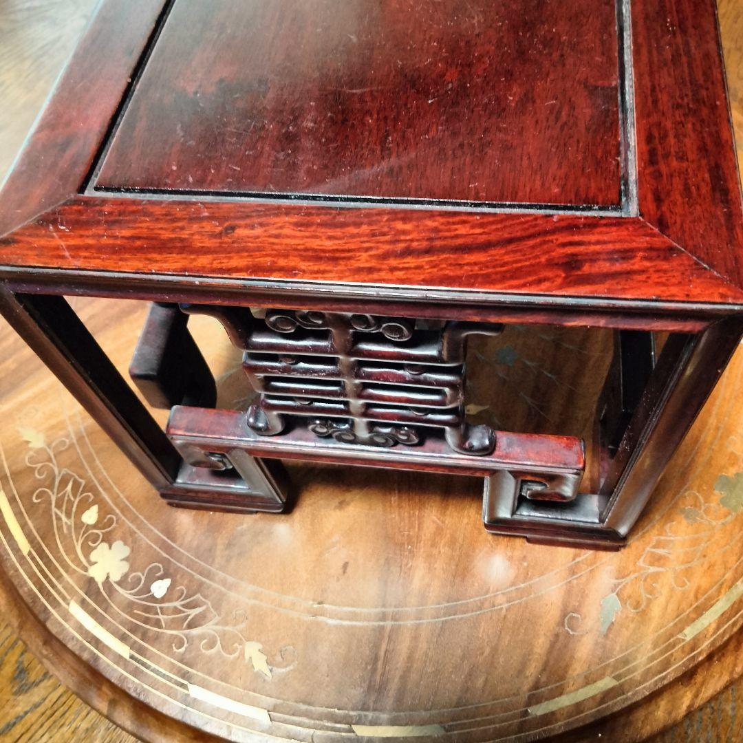 花台 中国 唐木　花台飾台　香炉台　盆栽台　正方卓 中国美術　訳アリ品