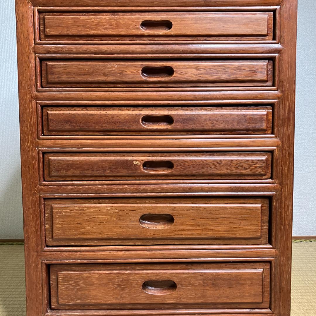 【高級】木製 レトロアンティーク 6段サイドキャビネット