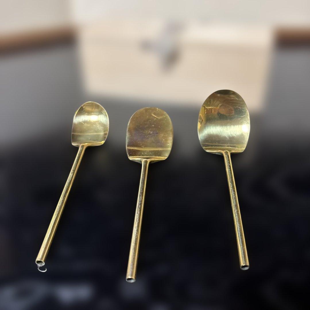 【茶道具】金森浄久造　灰匙三本組（共箱）