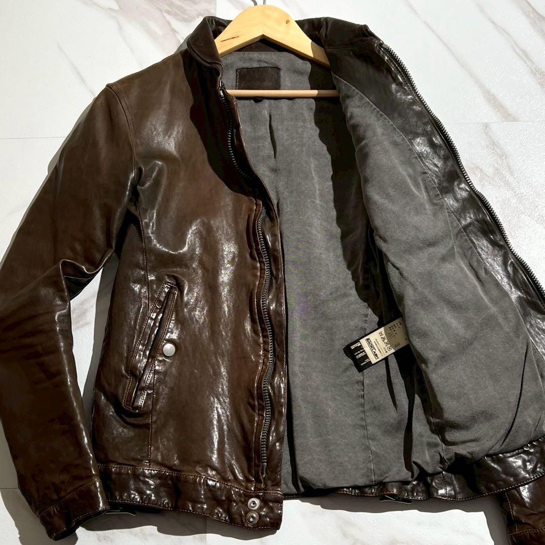 【美品/M】バックラッシュ ライダースジャケット ホースレザー ブラウン系