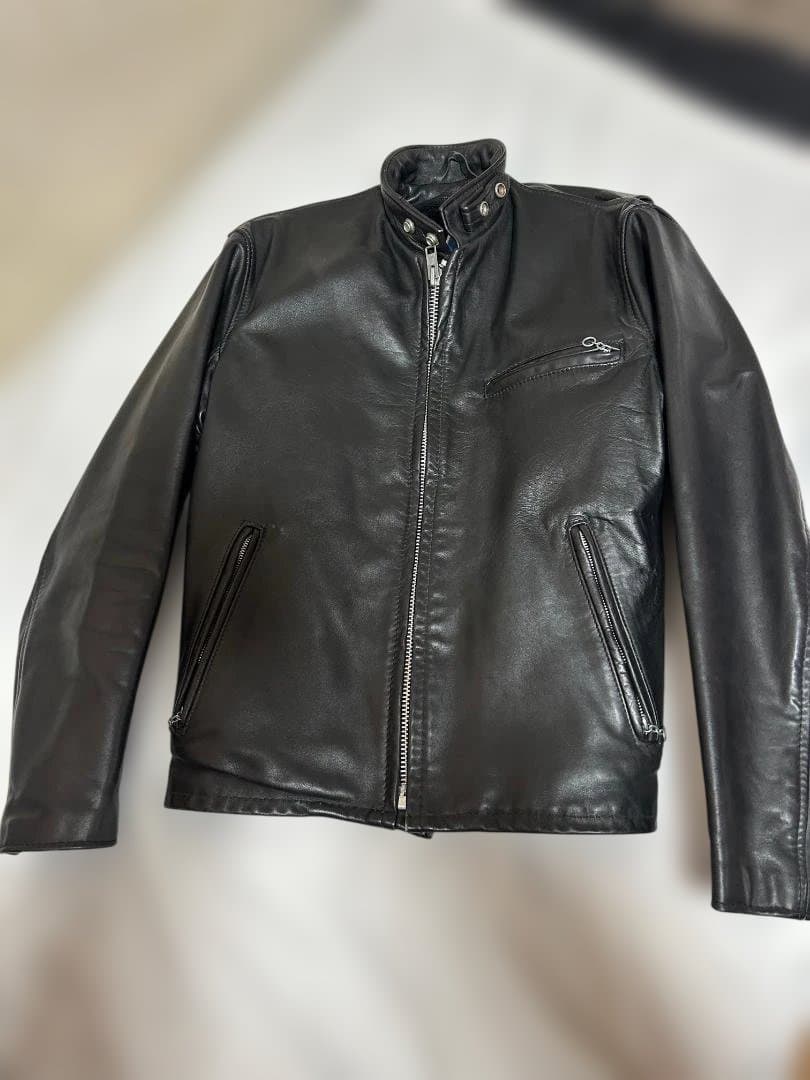 schott★ショット 2way ボアライナー付　黒革シングルライダース 38