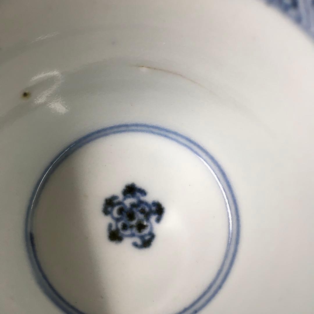 古伊万里　染付　波兎文蕎麦猪口　酒器　中期　無傷　骨董　アンティーク