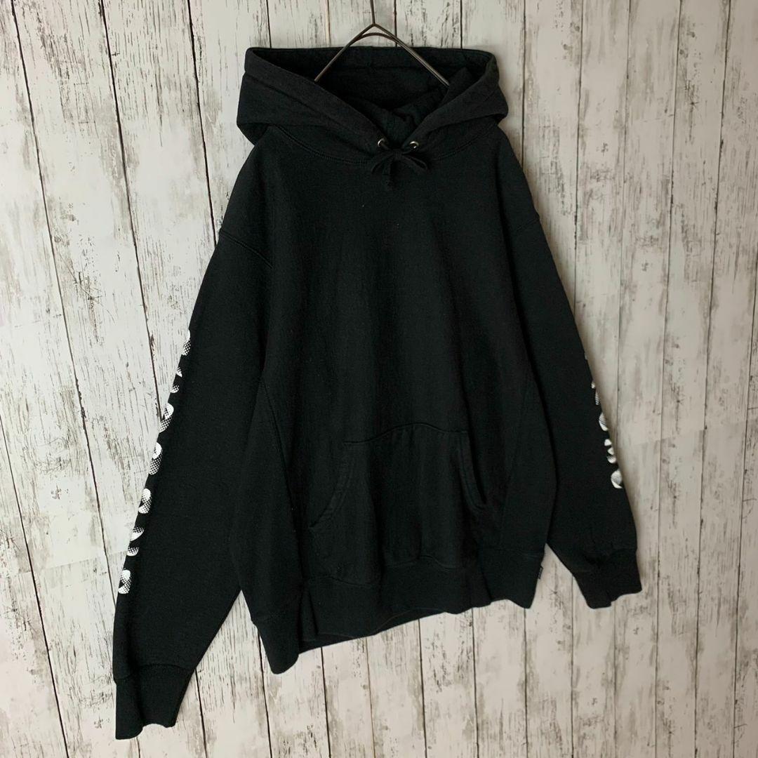 【ビッグシルエット】シュプリーム☆スリーブビッグロゴ入り希少パーカー/1106.