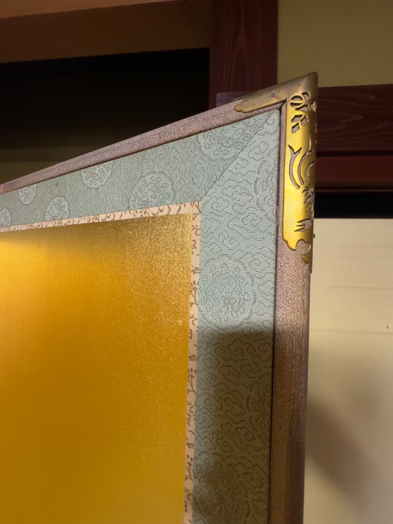 金沢製 金箔屏風 二曲一双 約100年前 美品