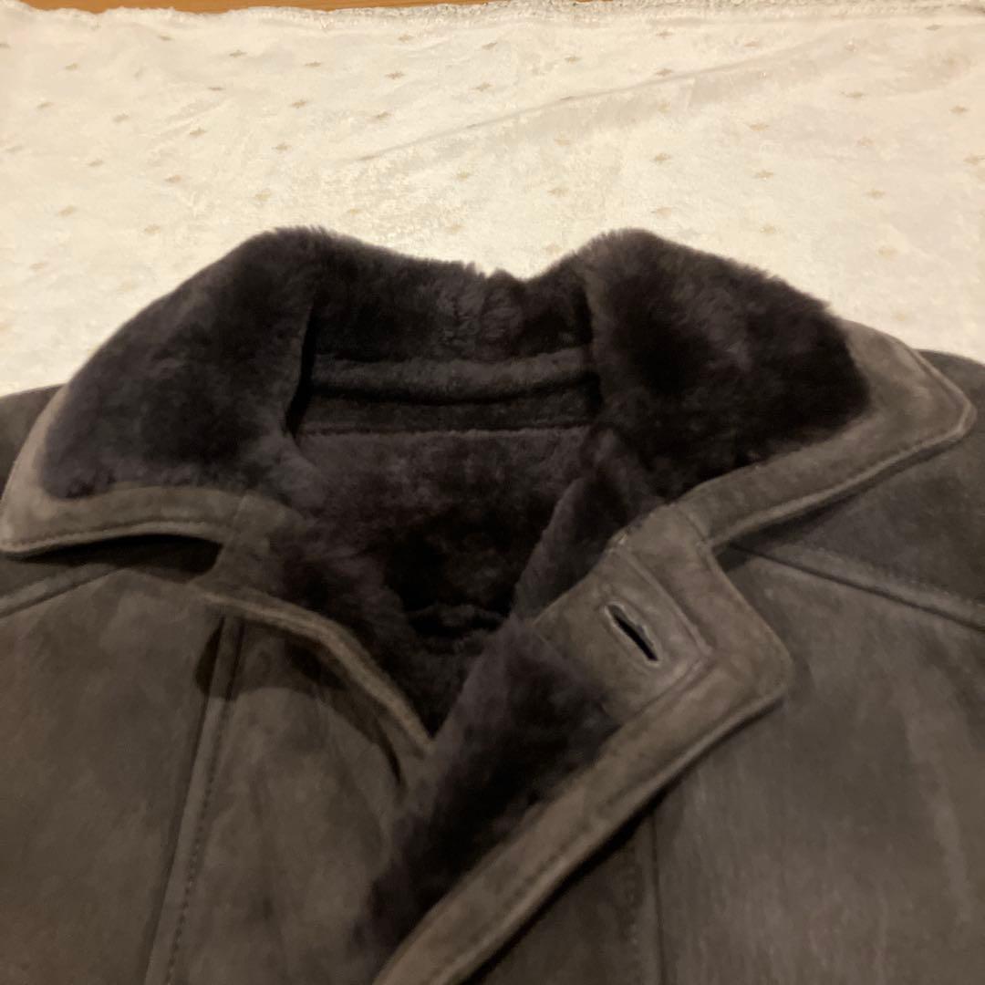 Simon 本革 シングル　ムートンコート　グレー系　ユニセックス　40