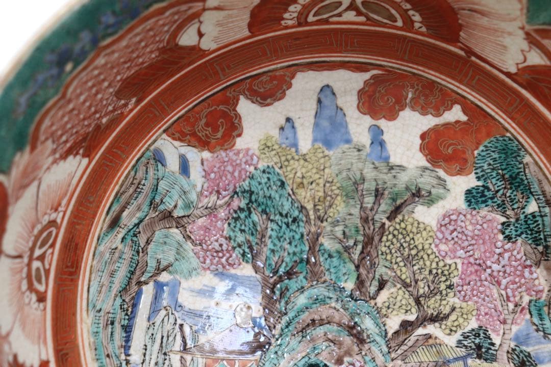 江戸晩期　古九谷　大鉢　アンティーク　木箱入　送料込み251107