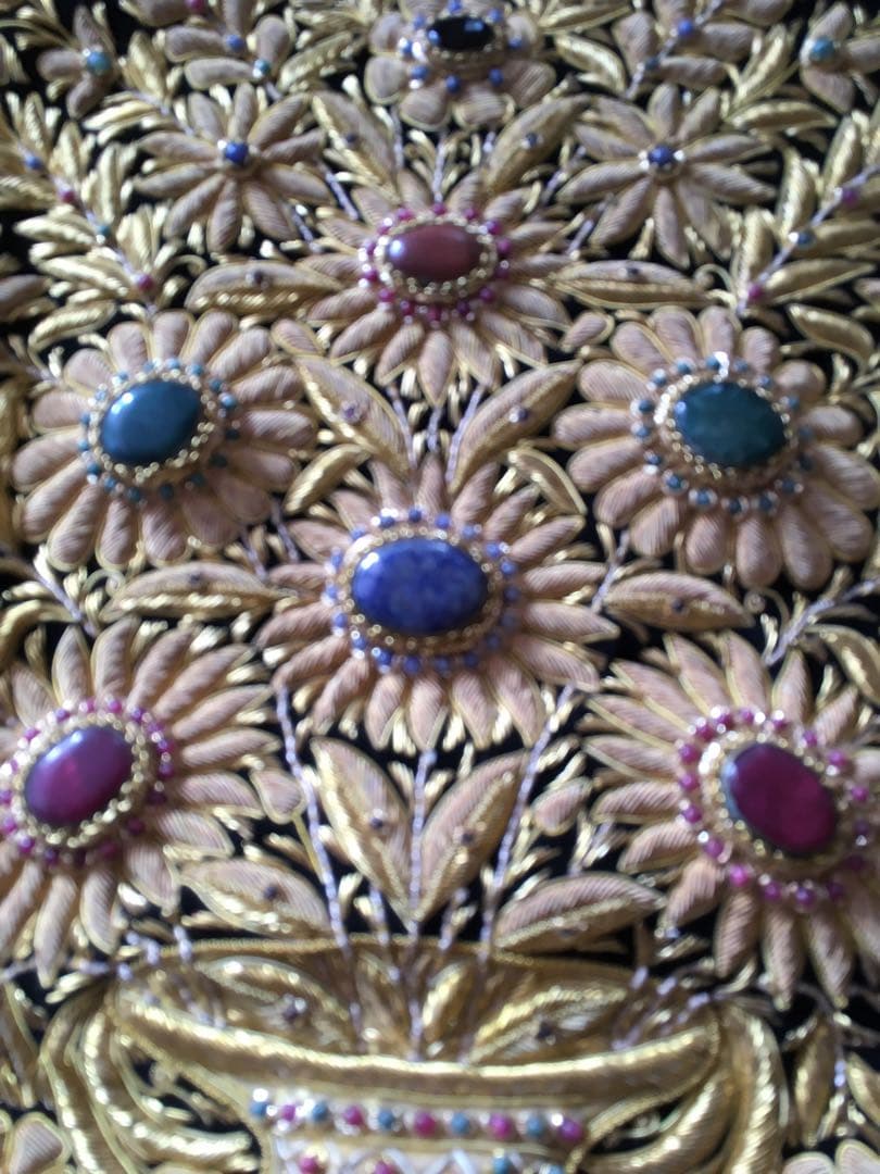 美品レア物タペストリー￼300個以上宝石と金糸刺繍絨毯 豪華一点物　ドバイ貴族