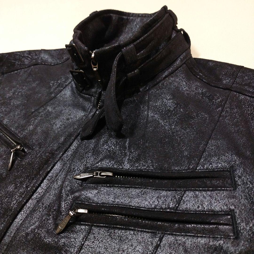 トルネードマート　マイクロフェイクスエードライダースジャケット　ムラ加工　黒　L