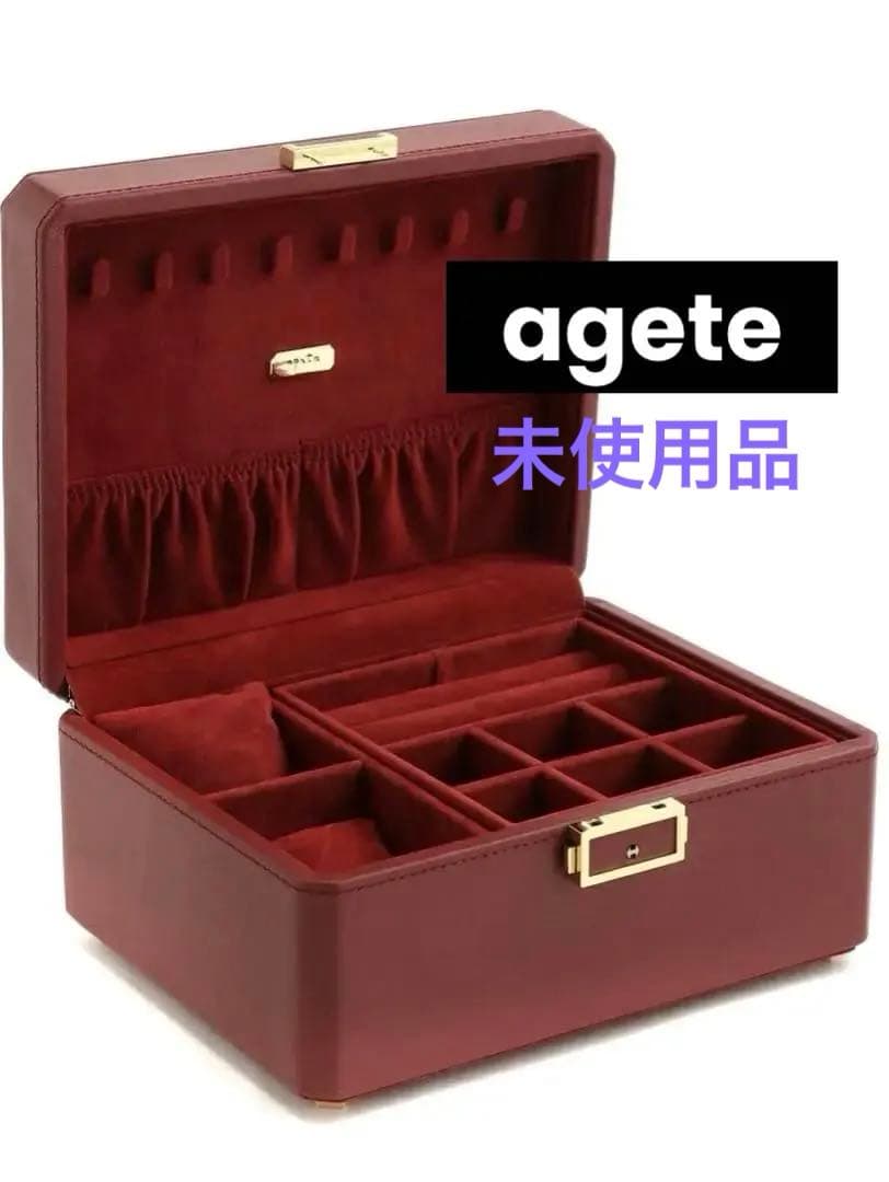 未使用品　agete アガット　ジュエリーボックス　レッド　外箱付き　インテリア