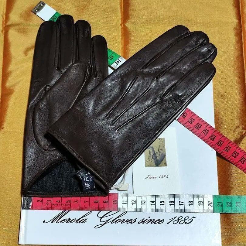 メローラ ナッパミンク色茶色 シルクライニング グローブ 革手袋 MEROLA