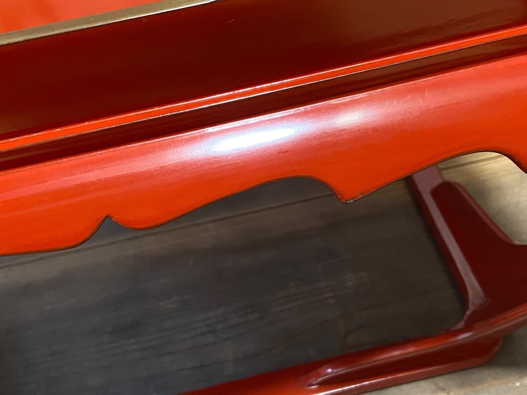 能登蔵出し 輪島塗 朱漆 金縁 脚付膳 / 時代 朱塗 漆器膳 正月