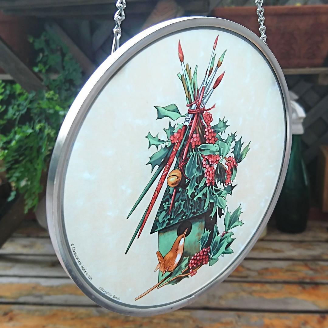 新品バスティン ステンドグラスHollyヒイラギ グラスマスターズ社 クリスマス