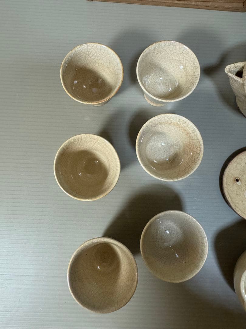 2264 十三代　坂田泥華作　萩焼　茶器セット　宝瓶1客　湯冷し1客　湯呑6客