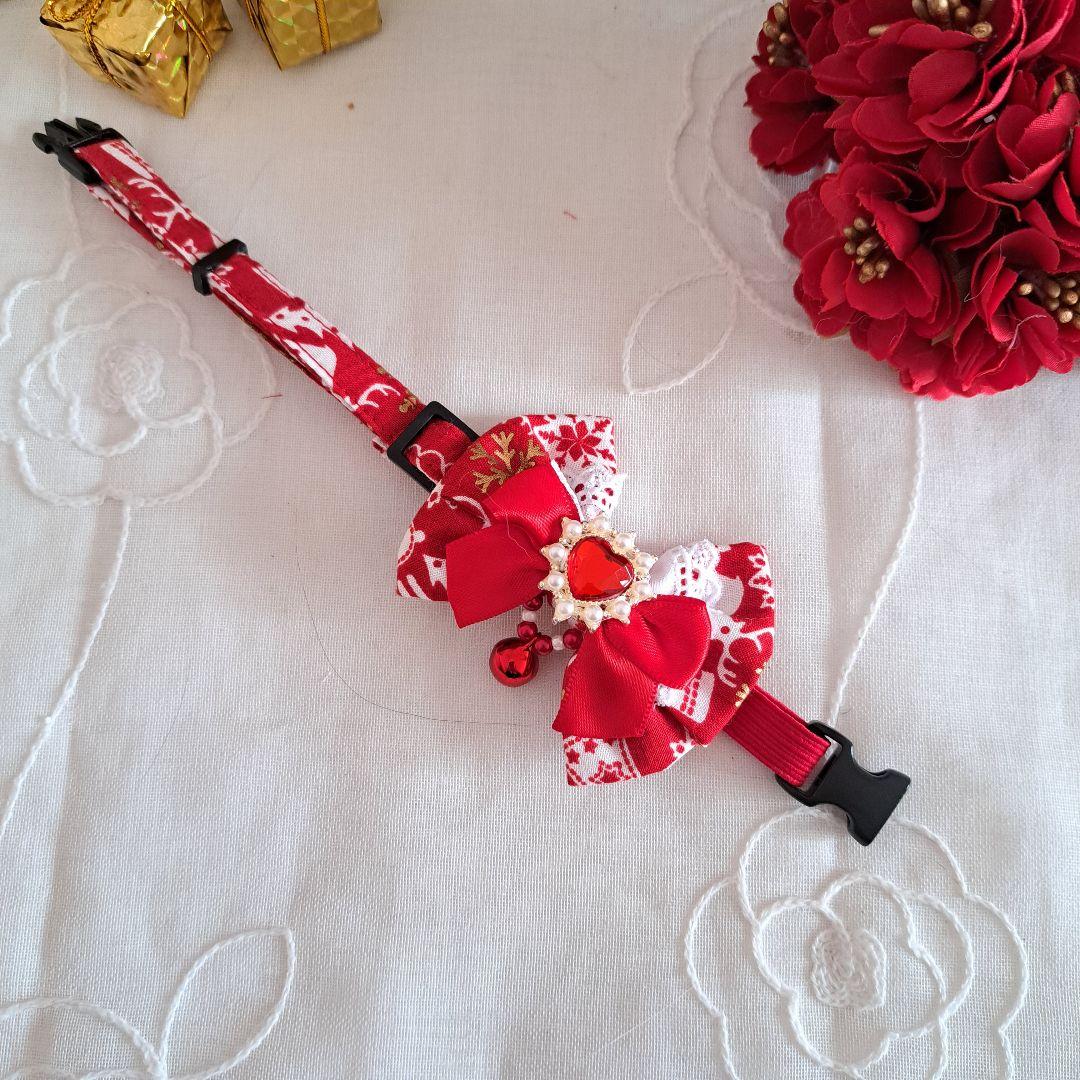 クリスマスシリーズ(赤×白)わんちゃん猫ちゃん用首輪