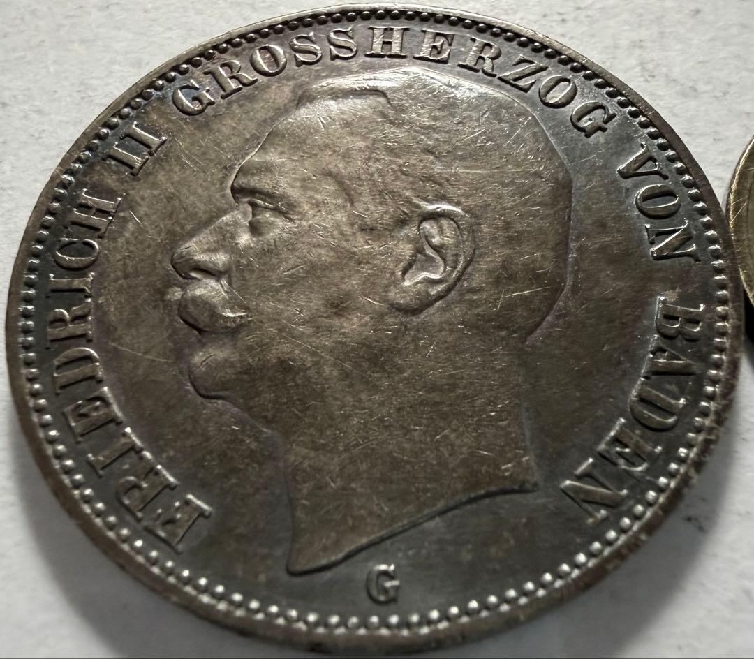 ア*ー様 1912年G. ドイツ　バーデン大公国3マルク銀貨フリードリッヒ2世