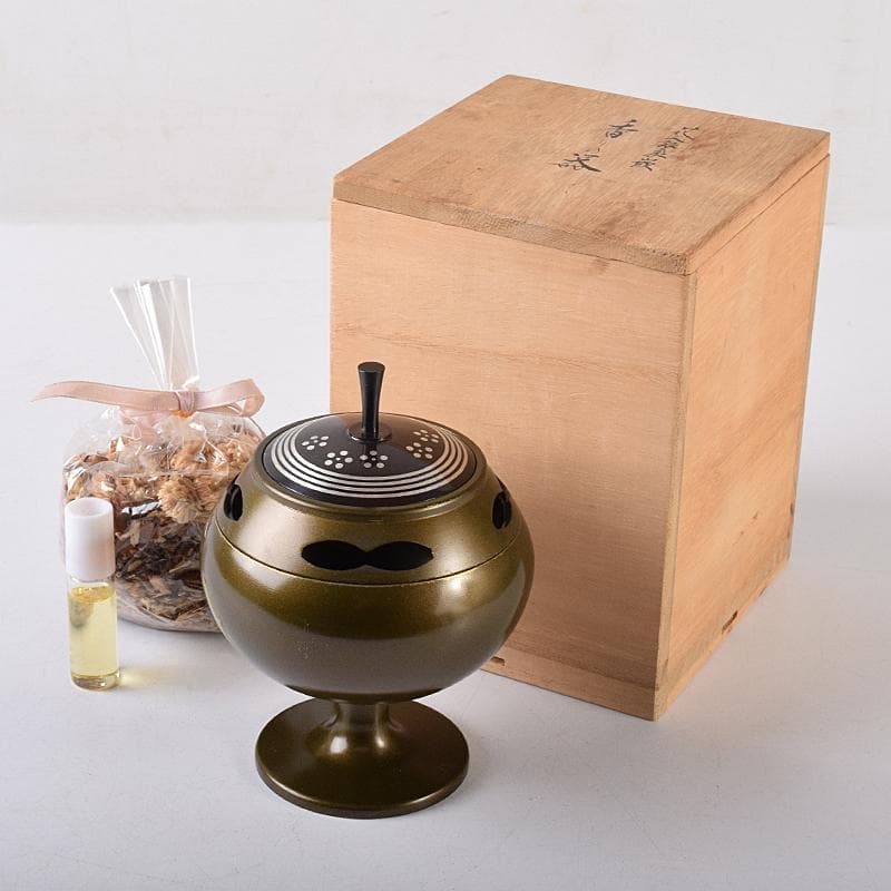 人間国宝　中川衛作　銀象嵌　香りの器　香炉　ポプリ・オイル付　共箱　MR8734