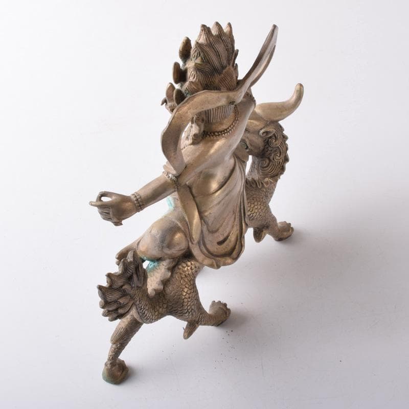 仏教美術　白銅　チベット仏　ヴァジュラパーニ　金剛手菩薩　仏像　V　7735