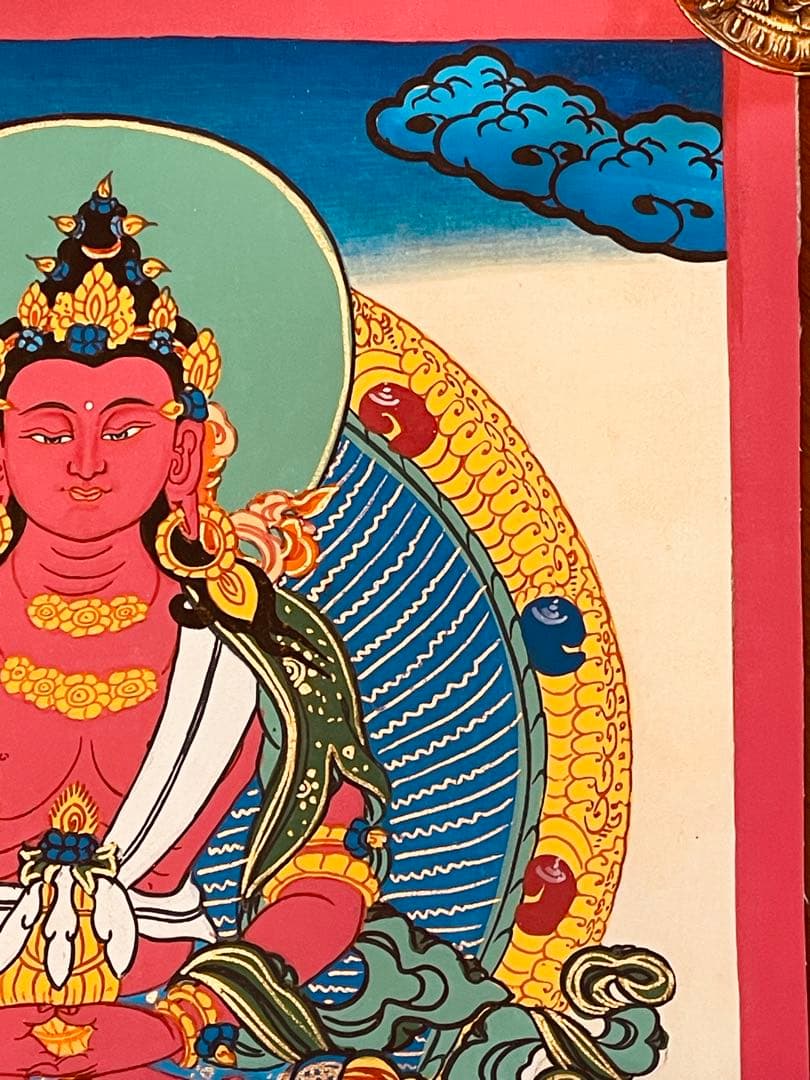 《手描き肉筆画》阿弥陀如来 タンカ 曼荼羅 チベット密教 仏画 a1 仏教美術