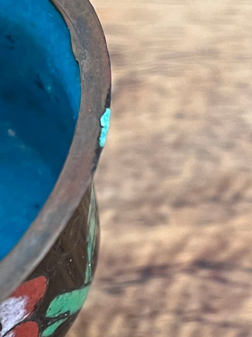 清朝末期 中華民国時代 中国七宝 七宝焼　ガラス工芸 お猪口 中国古美術