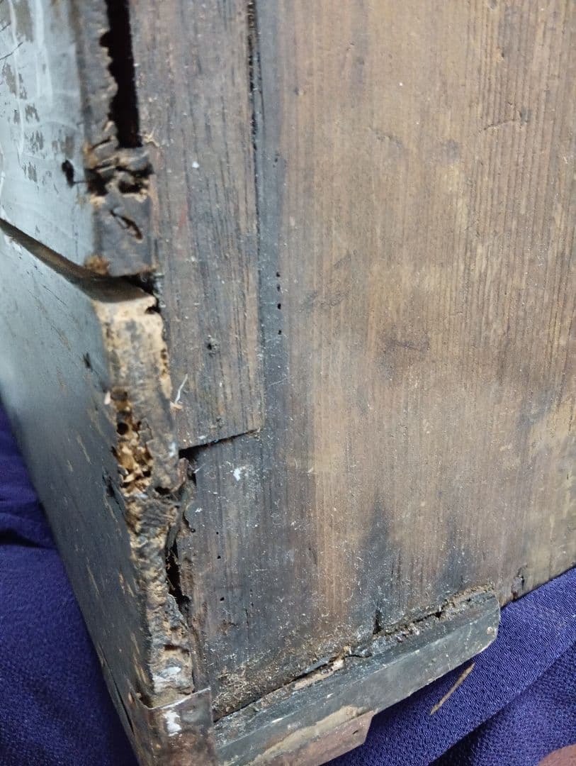 江戸時代後期幕末頃〜明治時代前年期頃讃岐國蔵出時代古鉄金具付木製船箪笥当時物