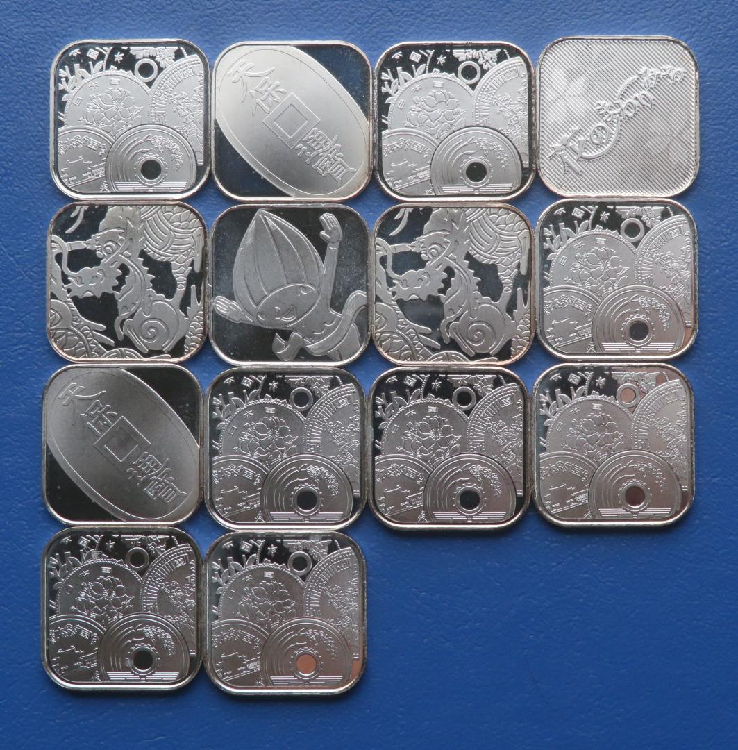 1053.純銀メダル銘純銀メダル14枚まとめ60.90g銀メダルミントだし造幣局