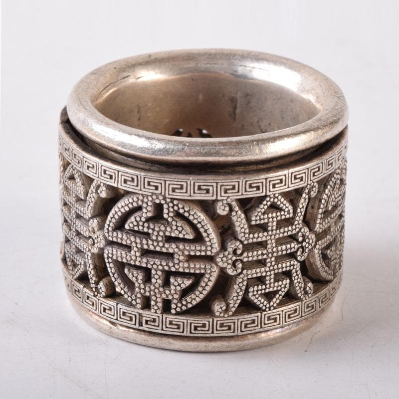 中国　光緒天宝足銀　板指　重さ約38g　N　7491E