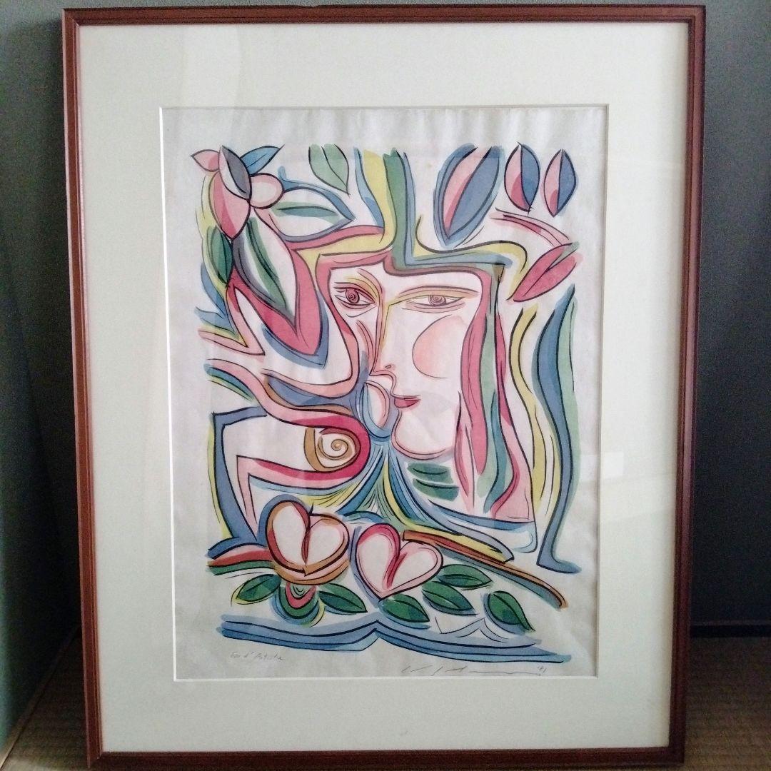 池田満寿夫　桃の園　オリジナル木版画　限定200部　大きいサイズ　アート