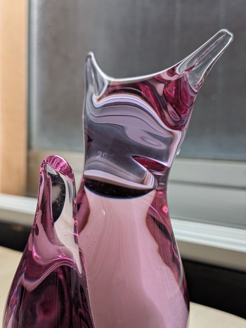 ヴィンテージBOHEMIA GLASS ピンクガラス一点もの