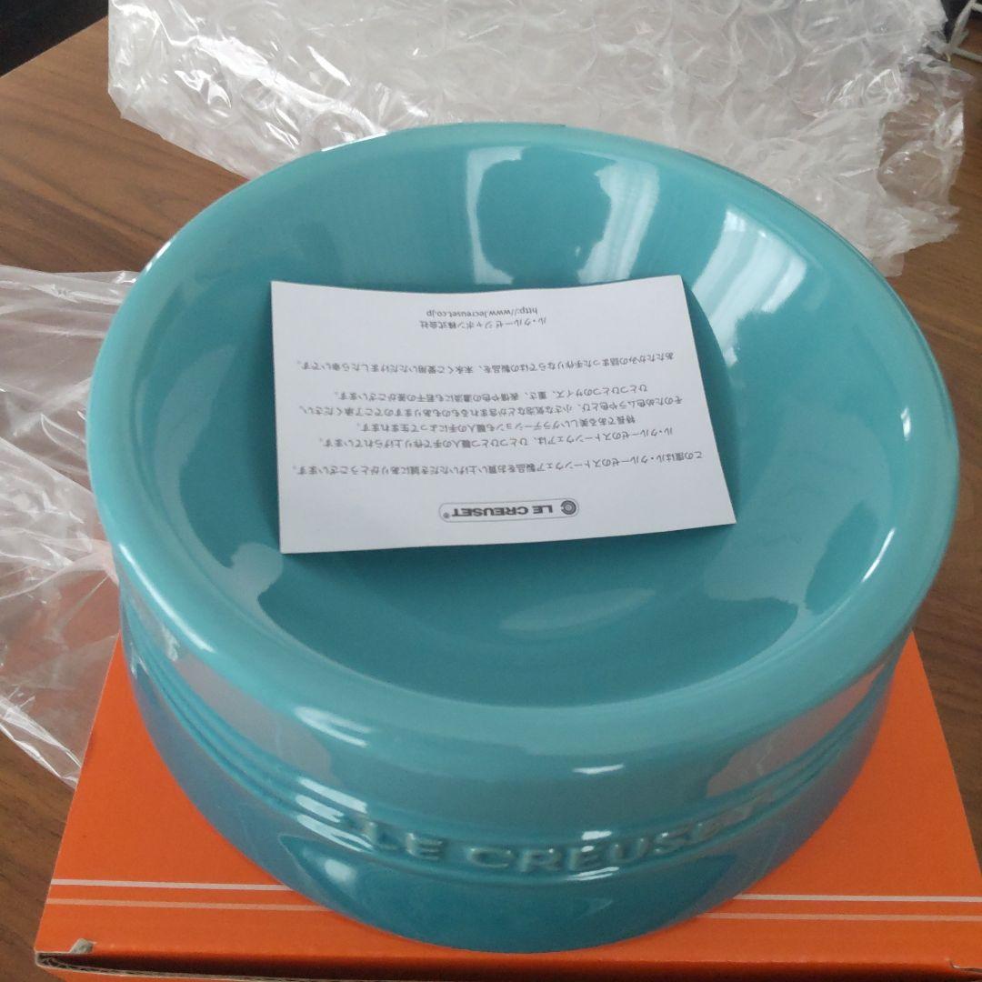 LE CREUSET 青 陶器 ペットボウル　カリビアンブルー　M　限定品　新品
