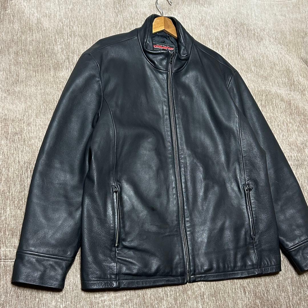 美品　KOMINE シングルライダースジャケット　4L プリマロフト　牛革
