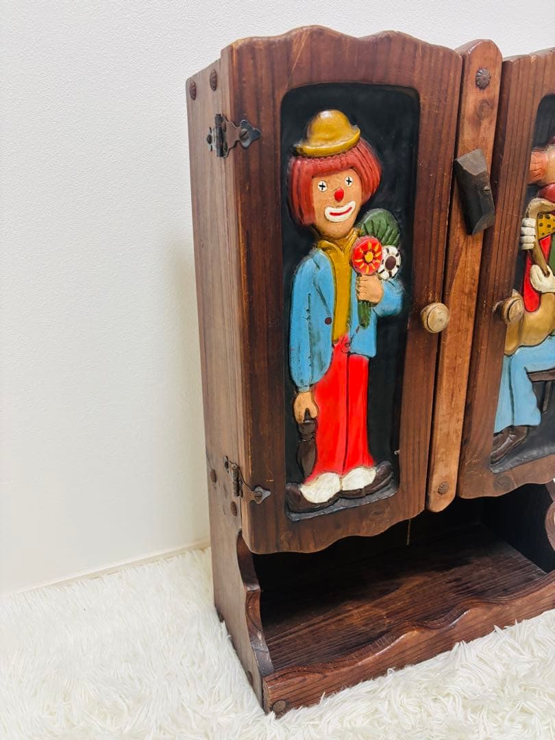 ★希少★ピエロ アンティーク調 木製飾り棚 ウォールキャビネット ウォールラック