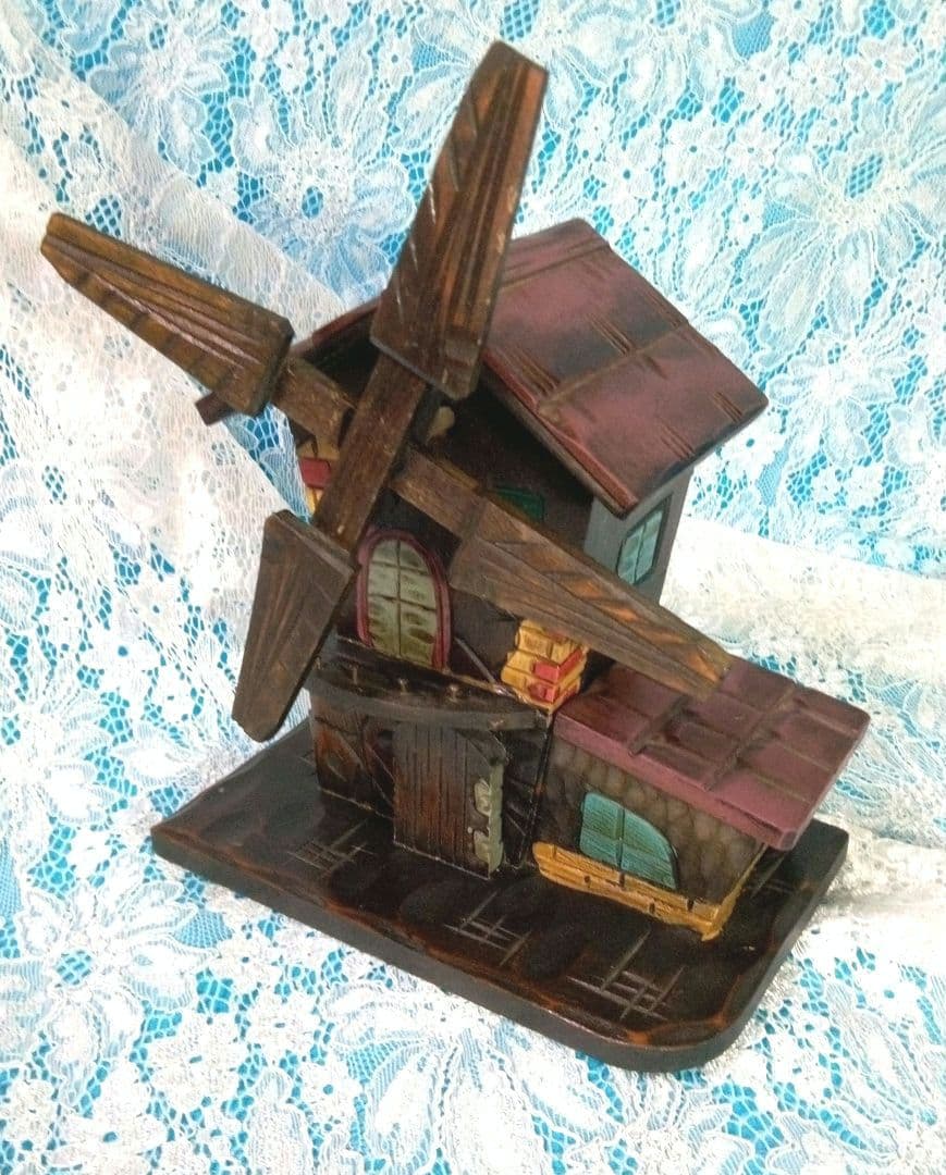 風車小屋のオルゴール　木製　手彫り 曲目　♪エリーゼのために