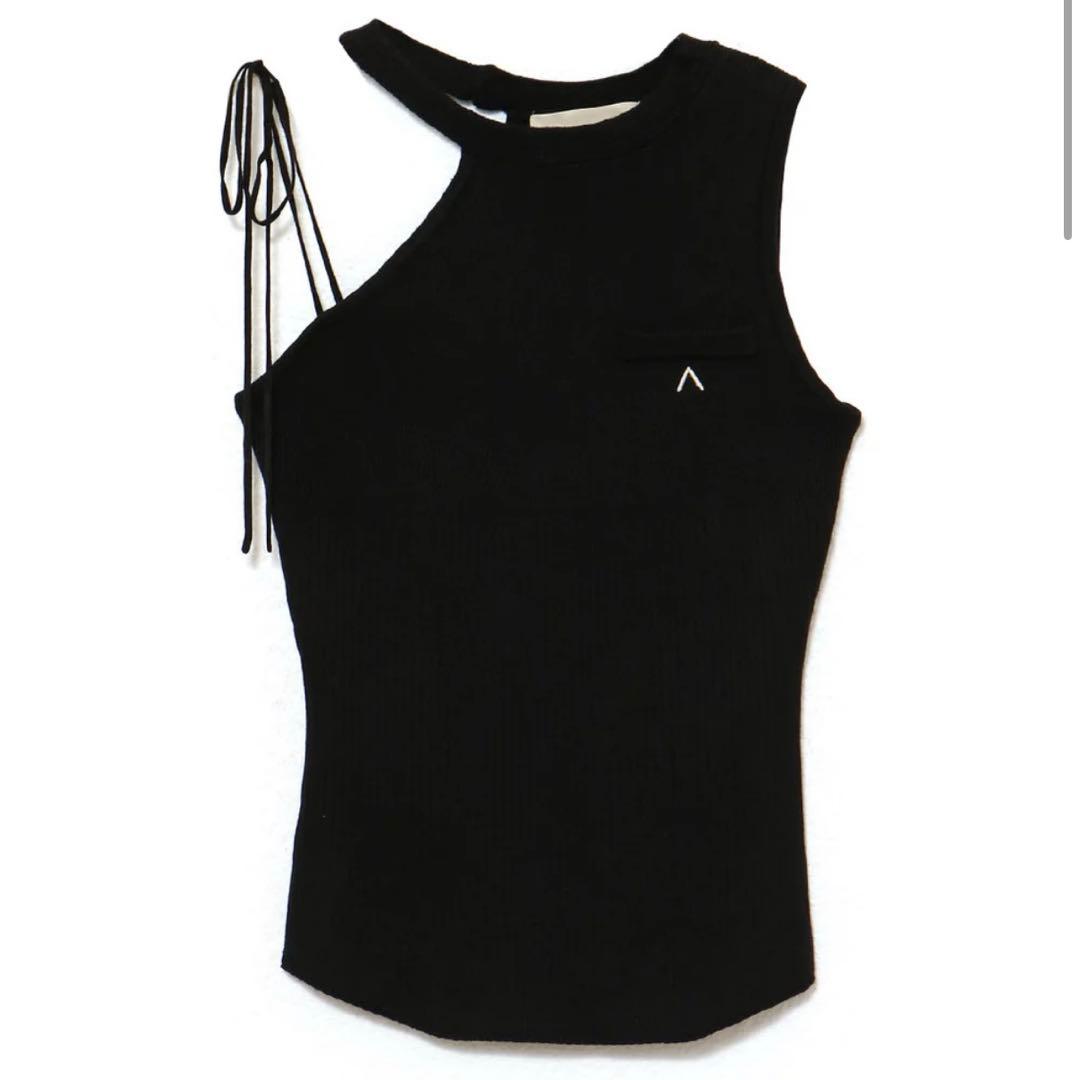 トップス andmary Angie ribbon tank Black