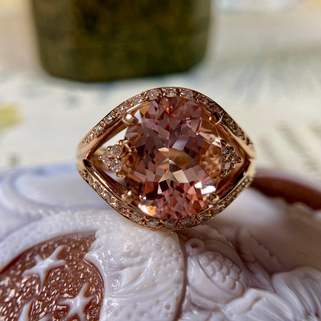 専用です　ピンクゴールド モルガナイト3.57ct ダイヤモンド　指輪　リング